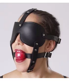 Gag And Blindfold Head Harness