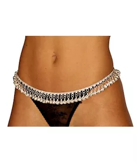 Silver Tone Belly Chain With Bells