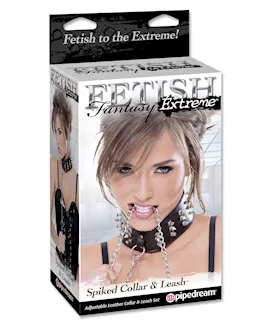 Fetish Fantasy Extreme Spiked Collar With Leash