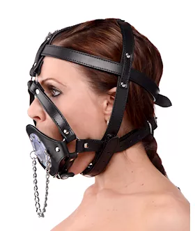Plug It Up Leather Head Harness With Mouth Gag