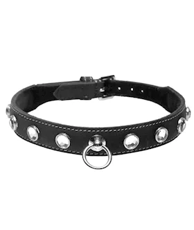 Leather Rhinestone Collar- Diamond