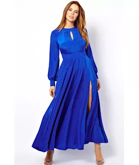 Babe Blue Plus Size Frilled Maxi Dress With Bell Sleeves