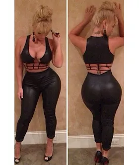 Black Caged Top Long Pant Set
