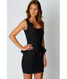 Black Graceful Womanly Party Peplum Dress