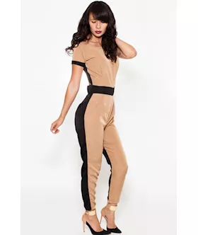 Black Khaki Cut-out Back Jumpsuit