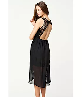 Black Lace Long Evening Dress