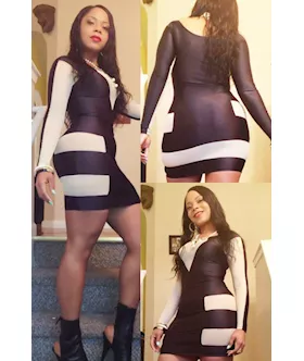 Black Nude Sexy Flattering Bodycon Dress