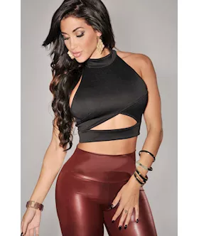 Black Peep-hole Cropped Top