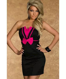 Black Roseo Charming Girl Bow Tube Fashion Dress