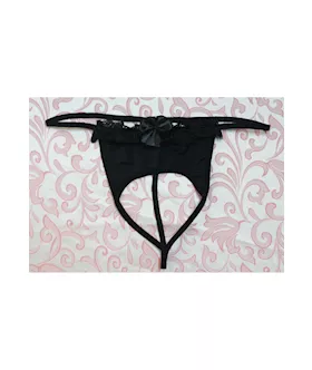 Black Sexy Crotchless French Maid G-string