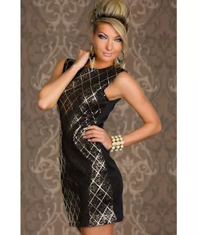Black Shining Square Hot Stamping Bodycon Party Dress