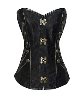 Black Steampunk Style Over Bust Corset With Chain
