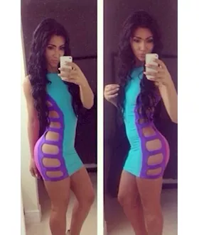 Blue Sexy Provocative Strappy Cut Out Bodycon Dress