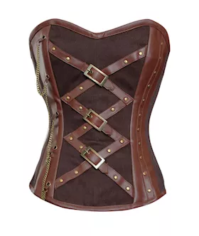 Brown Leather Steam Overbust Corset