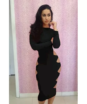 Club Party Side Cut-out Midi Coral Dress