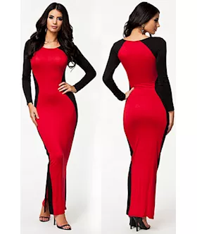 Elegant Party Two Faced Contrast Maxi Evening Dress
