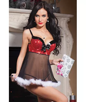 Naughty List Babydoll Lingerie Set