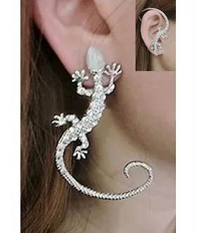 Silver Diamond Studded Ear Cuff
