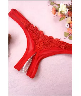 Crotchless Naughty Pearl G String Small