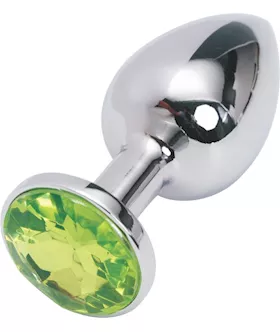 Jewelled Butt Plug- Small Silver Green