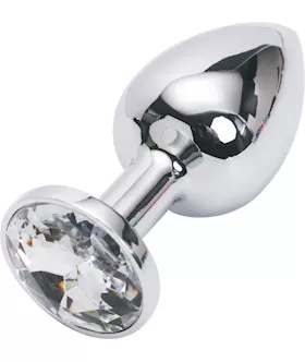 Jewelled Butt Plug- Small Silver Clear