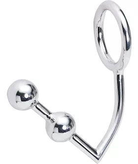 Metal Cock Ring With Anal Beads S