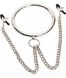 Round Slave Collar With Nipple Clamps