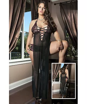 Plus Size Black Sheerly Seductive Sexy Gown