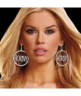 Horny Rhinestone Doorknocker Earrings 2