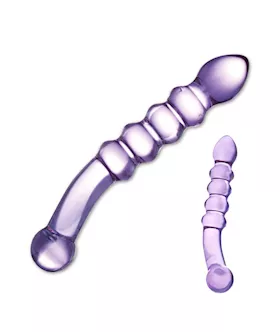 Glas Purple Rain Ribbed Glass Dildo