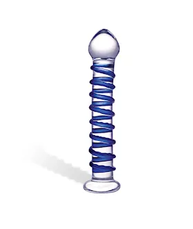 Glas Blue Spiral Glass Dildo