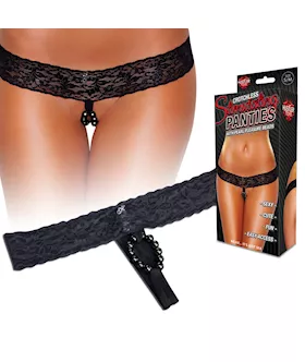 Lace Thong With Stimulating Beads