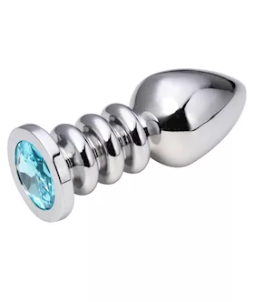 Ridged Jewelled Butt Plug