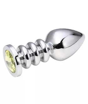 Ridged Jewelled Butt Plug
