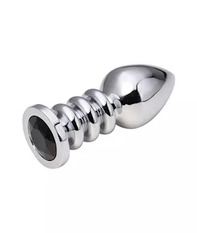 Ridged Jewelled Butt Plug