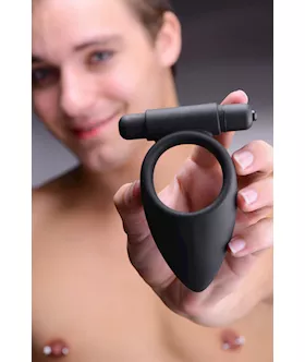 Vibro Silicone Cock Ring With Taint Teaser