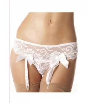 Sexy String With Suspenders Lingerie White