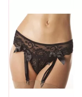 Sexy String With Suspenders Lingerie Black
