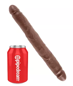 King Cock 12 Inch Slim Double Dildo Brown