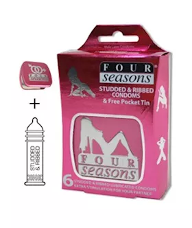 Four Seasons Studded Condom Collectors Tin 6 Pack