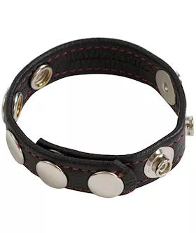 Reds Black Leather Cock Strap 5 Speed
