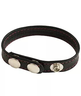 Reds Black Leather Cock Strap 3 Snap