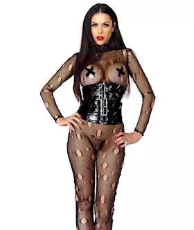 Pain Distressed Fishnet Catsuit