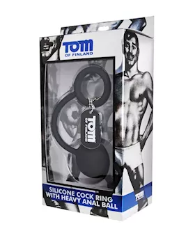 Tom Of Finland Silicone Cock Ring With Heavy Anal Ball