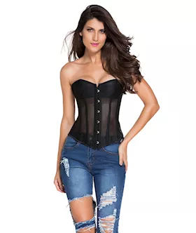 Sheer Fishnet Corset & Thong Set