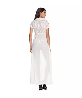 Seductive Fur Trimmed Sheer Robe