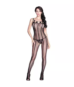 Striped Crotchless Bodystocking