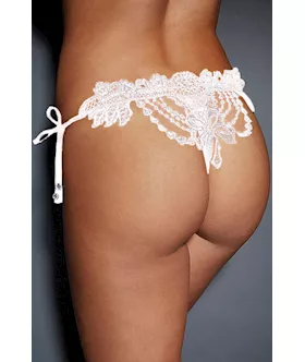 White Embroidered & Beaded Lady Knicker