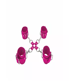 Leather Hand And Legcuffs Pink