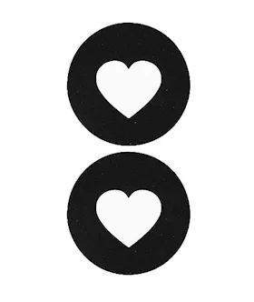 Nipple Sticker Round Open Hearts Black